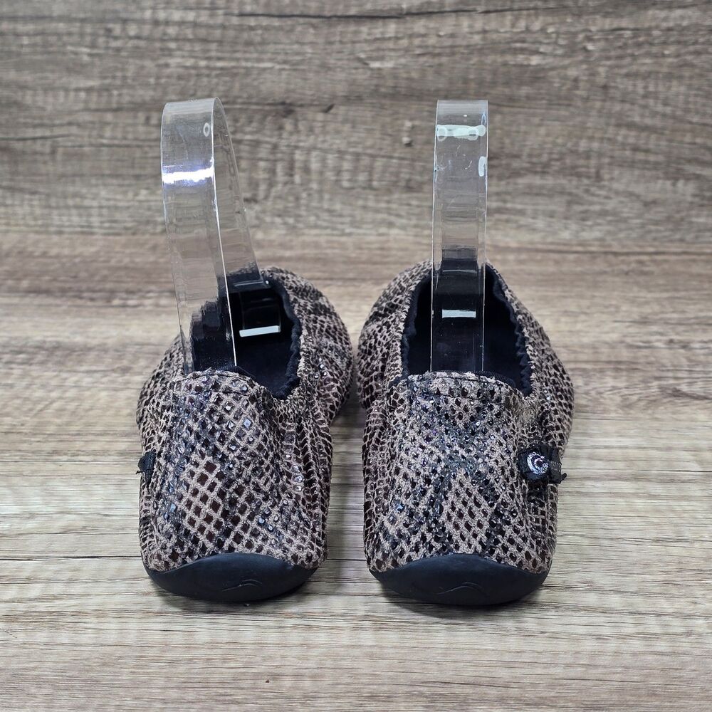 Corso Como Ballasox Women's Sz 9 Brown Black Snake Print Ballet Fold Flats Shoes - Picture 4 of 9